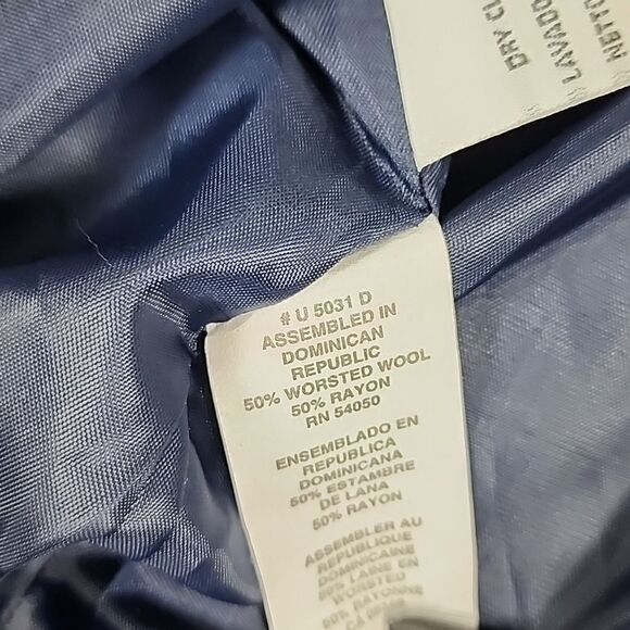 Vintage Jones New York Size 8 Checkered Navy Blue Double Breasted Jacket Blazer - Picture 7 of 7